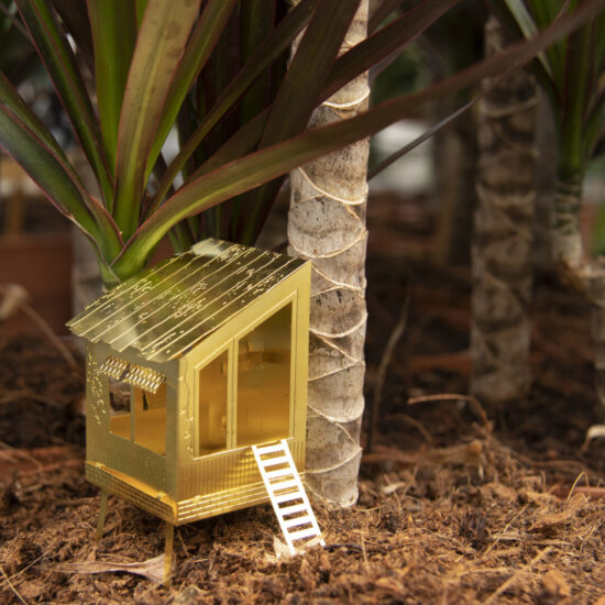 Mini cabane mignonne plantes et arbres en laiton décorative - Botanopia