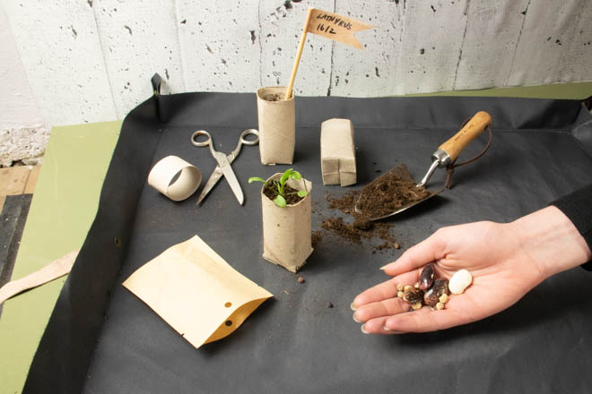 Fabrique tes pots de démarrage de semis compostables.