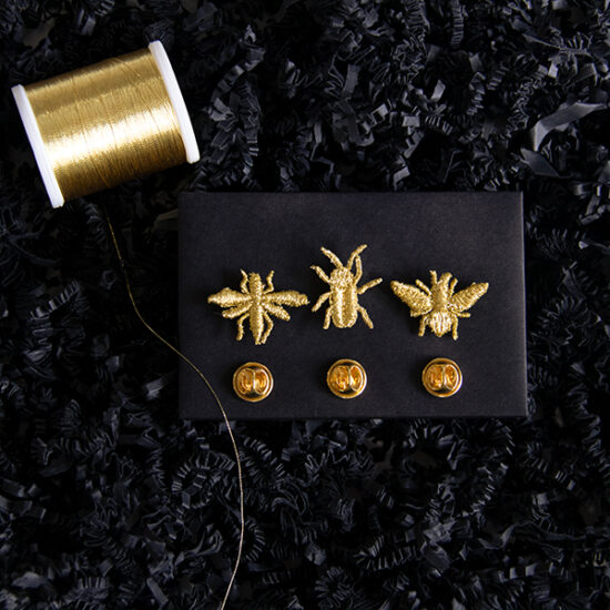 Botanopia golden embroidered brooches - 3 Little Bugs