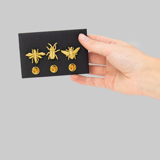 Botanopia golden embroidered brooches - 3 little bugs