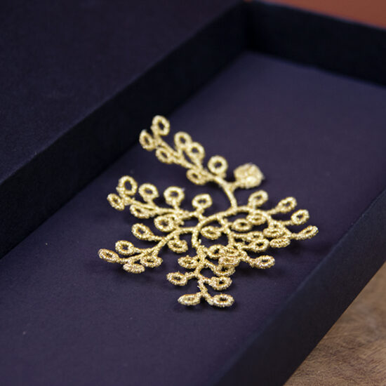 Golden Spikemoss embroidered brooch by Botanopia