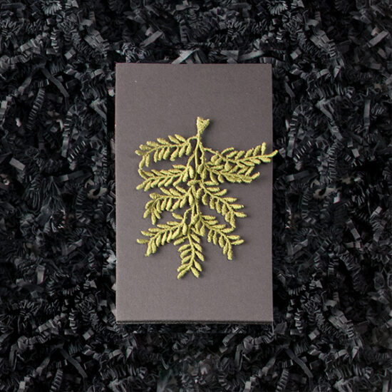 Olive branch embroidered brooch