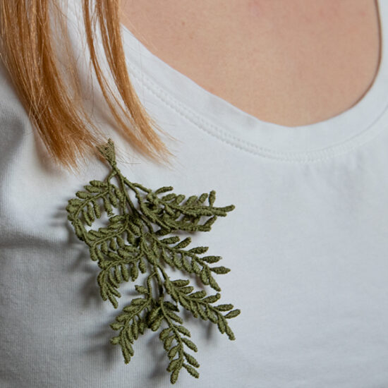Olive branch embroidered brooch by Botanopia