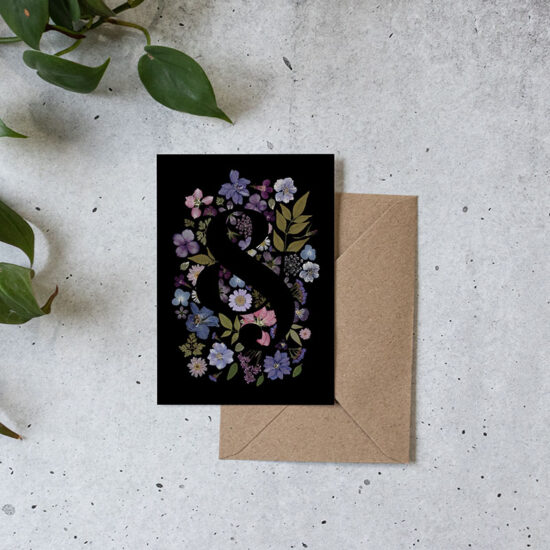 Alphabet letter postcards pressed flowers - Botanopia