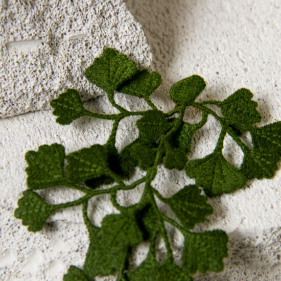 Maidenhair fern embroidered brooch